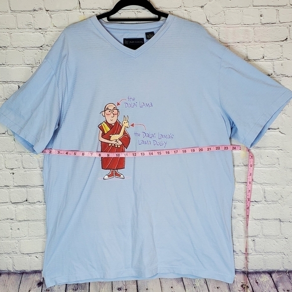 SKY Blue Graphic V-Neck Dalai Lama Size XL GUC 100% Cotton - Picture 5 of 6